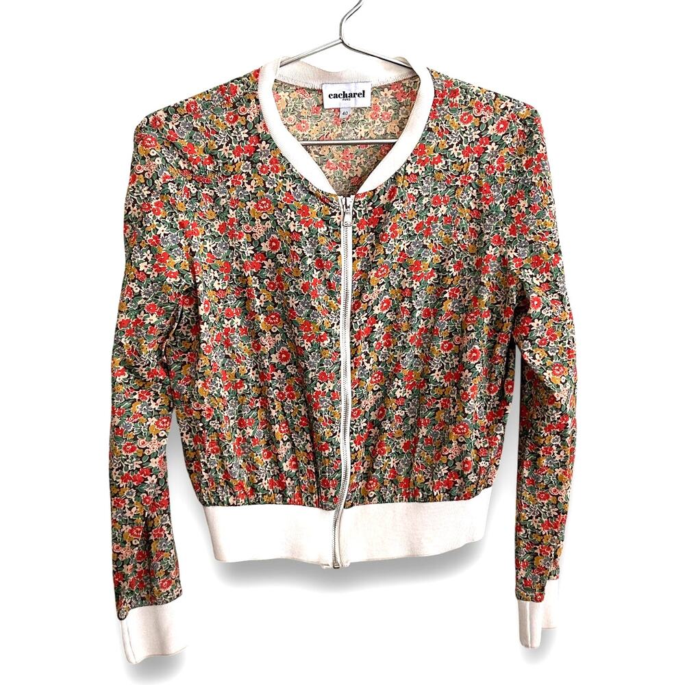 Cacharel Vintage 80s Liberty Floral Bomber Jacket Size 40 Cotton